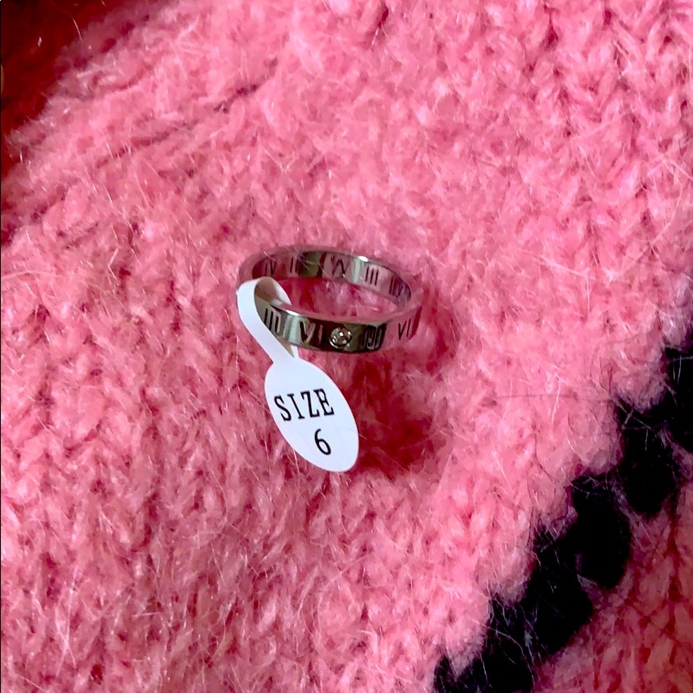 Silver Roman numbers ring